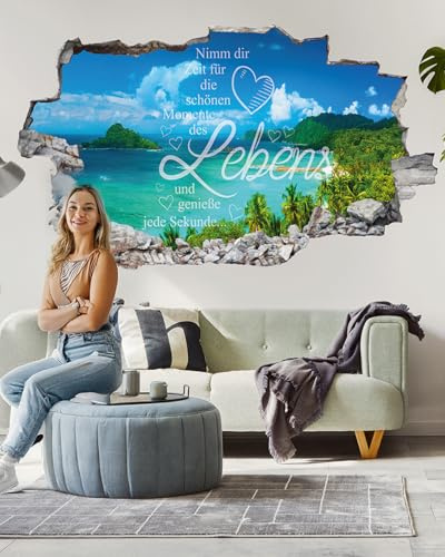 tjapalo® p112 Wandtattoo nimm dir Zeit für die schönen Momente wandtattoo wohnzimmer sprüche zitate Wandsticker Flur wanddeko Wohnzimmer modern Meer Meerblick, auch für Badezimmer, Küche, Wasserfest
