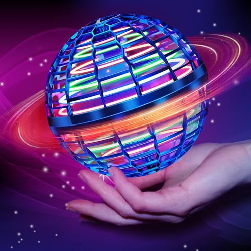 Byuert Fliegende Ball Spielzeug, Fliegende Orb Hover Ball Mini Drohne Fidget Fly Spinner Kosmisch Globus Boomerang mit RGB Licht Spielzeug für 6 7 8 9 10+ Jahre Kinder Junge Mädchen