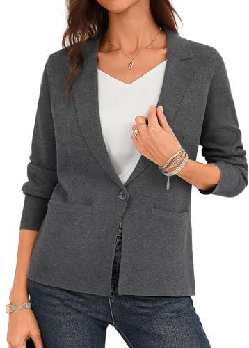 GRACE KARIN Womens Sweater Blazer Jackets Business Casual Work Cardigan XL | Long Sleeve Lapel Collar Cropped Blazers,Button Up Dressy Casual Cardigan Lightweight,Work Office Outfits Fall Clothes 2026