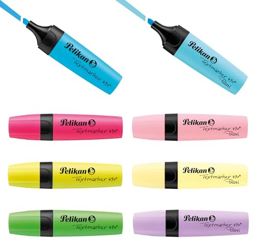 Pelikan Textmarker, 8 Farben - 4 x neon und 4 x pastell - 8 Stück