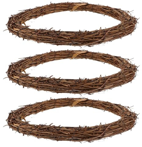 DECOMELODY 3 Piezas Coronas Ovaladas de Vid Natural para Manualidades Navideñas Base Rústica de Ramas de Sauce para Decoración de Boda y Hogar Estilo Granja