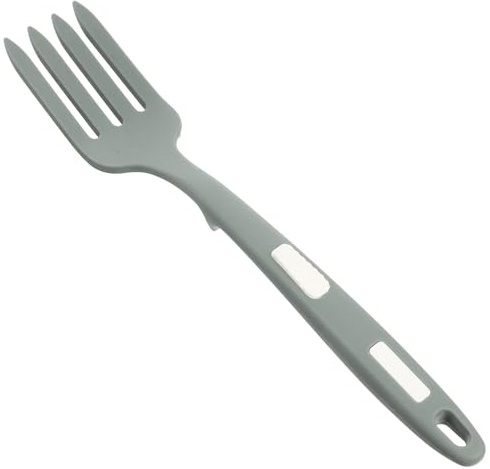 Garneck Tenedor de Cocina de Silicona Multifunción Gris Verde, Tenedor Ergonómico para Pasta, Fideos y Ensalada, Utensilio Antiadherente Seguro para Uso Diario en Hogar y Cocina