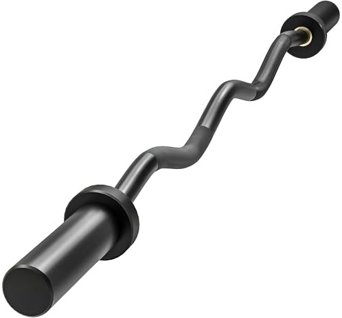SPORTNOW Olympische SZ Curlstange 120 cm Curlset bis 100kg Belastbarkeit Hantelstange mit 50mm Scheibenaufnahme, rutschfesten Griffen, Langhantelstange für Krafttraining, Schwarz