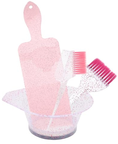 BETOOKY Kit de Tinte Cabello Cepillo y Cuenco de Plástico Pp Resistente, Color Rosa, Set para Uso en Salones Casa, Accesorios para Colorear y Aplicar Tinte Profesional