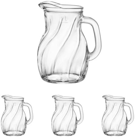 Bormioli Rocco Bistrot Twist Jug, Glass, Transparent, 1 Litre (Packung mit 4)