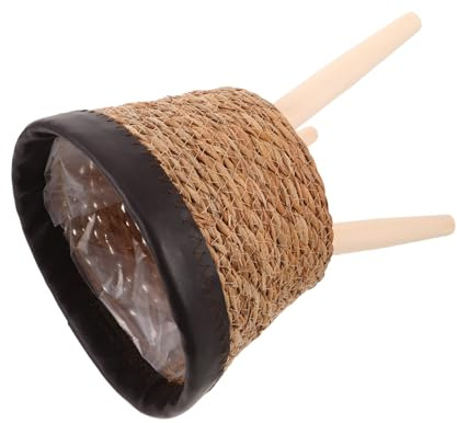 BAZEITFLOW Macetero de Mimbre Natural con Patas de Madera, Jardinera Elevada Tejida a Mano, Soporte Rústico para Plantas de Interior, Cesta Decorativa para Tiestos de 23 Cm, Estante