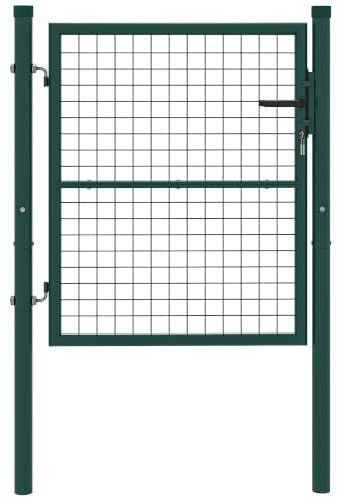 Outsunny Cancello da Giardino in Acciaio 97x150 cm con Serratura Verde | Cancelletto da Giardino, 3 Chiavi, Maniglia, 2 Pali, Cancello Esterno, per Ingresso Cortile e Terrazzo