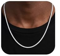 SLOONG Halskette Herren 925 Sterling Silber Über 3mm Weizen Kette Herren | 925 Silber Kette Halskette für Männer Wasserfester Schmuck Geschenke für ihn 18/20/22/24/26 Zoll