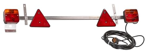 DEMA Stangenleuchte Teleskop 12V, Anhänger Rückleuchte ausziehbar 100 bis 160 cm, 3 Funktionen Blinker Bremslicht Schlusslicht, Kennzeichenleuchte, 7 polig Anschluss, mit Haltebügeln Rückstrahler