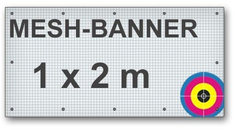 PVC-Banner mit Ösen 1x2m (Druck auf Gittergewebe 260g/m²)