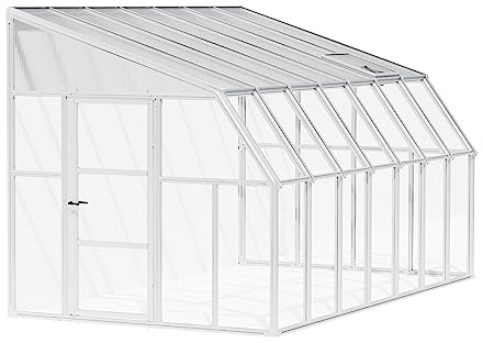 Canopia by Palram Gewächshaus Sunroom 8x14 Sonnenschutz Veranda Kaltwintergarten 257x446cm Weiß Polycarbonatplatten und Aluminium