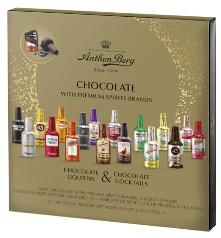 Anthon Berg - Cioccolatini Assortiti Ripieni di Liquore di Qualità, Confezione Regalo, 21 Pezzi, 328 Grammi