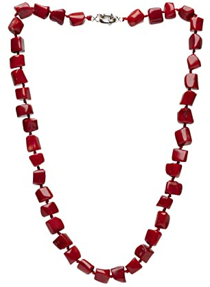 Collar de Coral Rojo para Mujer | Hecho a Mano, Hermoso Collar de Coral Rojo para Mujeres 48cm