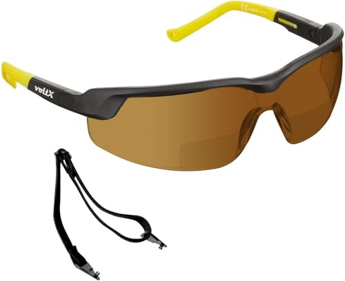 voltX GT ADJUSTABLE Bifokale Lesen Schutzbrille (BRAUN +1,0 Dioptrie)