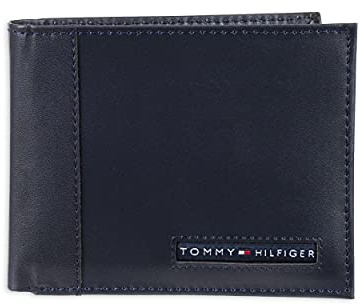 Tommy Hilfiger Herren-Geldbörse, Leder, dreifach faltbar, Oxford, Schwarz