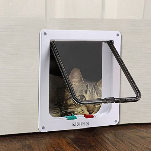 PETCUTE Katzenklappe Hundeklappe Haustierklappe manuelle 4 Wege Magnet-Verschluss für Katze und Hund einfache Montage