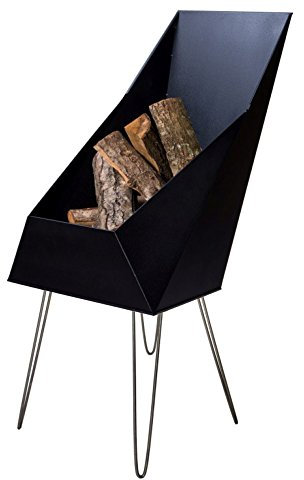 VASNER Merive M4 Feuerkorb Kamin Stahl schwarz 4 Edelstahl Beine 50x46x93 cm modern eckig für Terrasse Garten – Feuerschale Feuerstelle