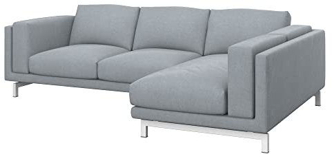 Soferia Sofabezug L Form Kompatibel Mit Nockeby 2er-Sofa Mit Recamiere Ecksofaüberzug Ecksofaüberwurf Sofaschoner Cover Wasserabweisend Fleckschutz Softi Grau