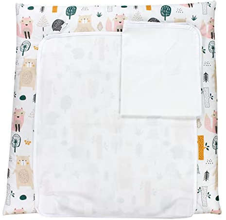 TupTam Baby Wickelauflage inkl. 2 Frotteebezügen ANK019, Farbe: Wald/Beige, Größe: 76 x 76 cm