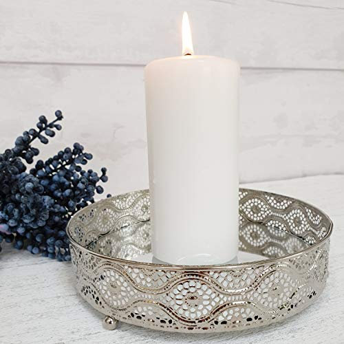 Cherish Home Decorative Silver Style Mirror Trays/Display Stands - Set of 3 (Small (5cm x 20cm x 20cm))
