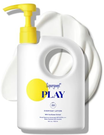 Supergoop! PLAY Everyday Lotion SPF 50 - Broad Spectrum Body & Face Sunscreen - Great for Active Days - Fast Absorbing, Water & Sweat Resistant - 18 fl oz