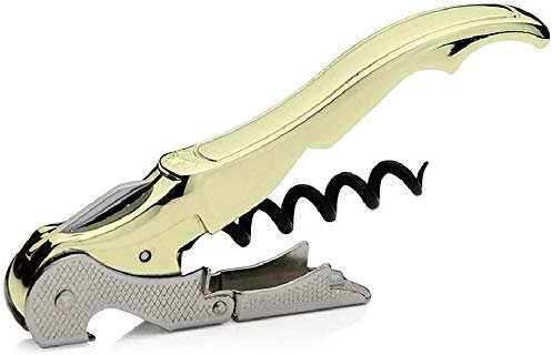PULLTAP'S GENUINE Classic 100 Dorado - Sacacorchos de camarero premium para uso profesional - Fabricado en España - Incluye doble palanca articulada, navaja cortacápsulas y abrebotellas