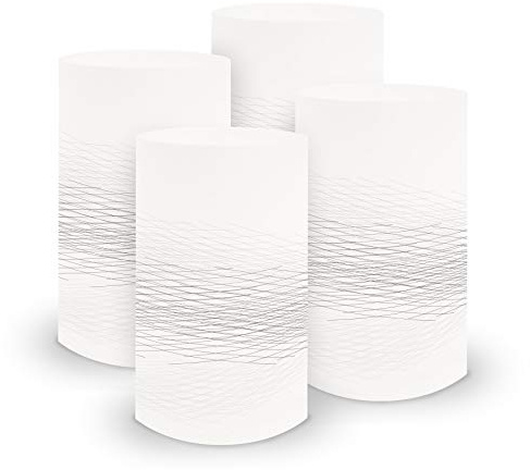 itenga 6X Windlicht Tischlicht aus Folie I Linien I 10,0 x 21,0 cm I ideal als Tischdeko für Jede Feierlichkeit I geeignet für Teelichter oder LED-Kerzen (Grau)
