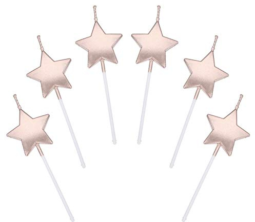 Sternform Geburtstagskerzen,6 Pcs Cake Topper Dekorationen Geburtstagskerzen Metallisch Kuchen Kerzen für Kinder Geburtstag Hochzeit Party,Silber/Gold/Champagner/Roségold