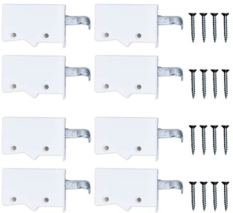 8x supporto per armadietti sossai® Dexo SET | Supporto + viti | Colore: bianco | Sostegno da parete, appoggio per armadio, porta armadio per pensili da cucina