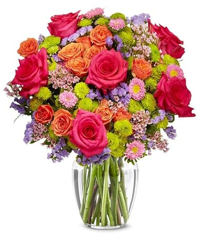 From You Flowers - Strawberry Sundae Bouquet with Glass Vase | Fresh Flower Bouquets for Birthday, Anniversary, Get Well or Celebration