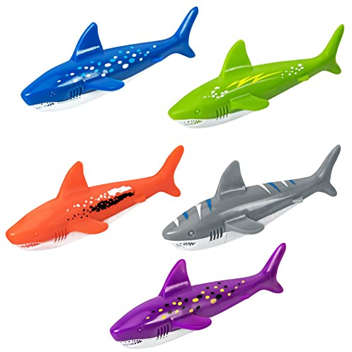 YHmall Underwater Diving Toys Shark Pool Torpedo Toys Swimming Throwing Torpedo Bandits Small Water Rockets Training Dive Toys for Learning to Swim 5 Pack