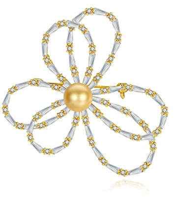 KnSam Damen Brosche, Anstecker Für Kleidung Hohle Blume Kupfer Anstecker Zubehör Frau Mädchen Zirkonia Gold Anstecknadel