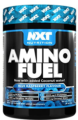 NXT Nutrition Amino Fuel Energy Drink | BCAAs Amino Acids with Beta Alanine, Vitamin D3 and Citrulline Malate – for Performance, Endurance and Energy Support | (Blue Raspberry)