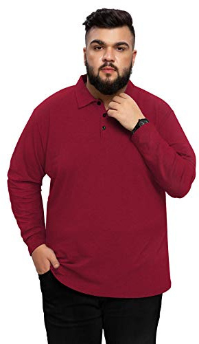 AIYINO Men's Big and Tall Classic Fit Long Sleeve Soft Cotton Polo
