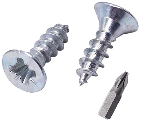 SKIR'CO (100 Stück) Verzinkter Stahl 3,5 x 10 mm Silberholzschrauben, Pozidriv Senkkopf, Spanplattenschrauben, PZ Vollgewinde (100, 3,5 x 10 mm)