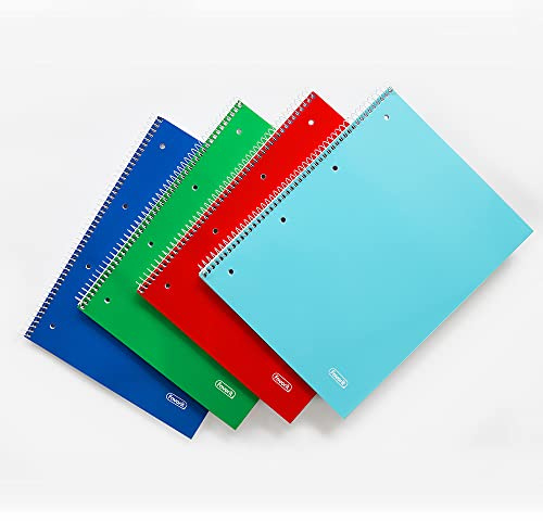 Favorit Quaderni Spiralati A4, Rigatura Quadretti 5mm, 5 Pezzi, Con Fori E Microperforazione, Carta 80g/Mq, 1 rosso, 1 blu, 1 verde, 1 turchese + 1 colore a rotazione