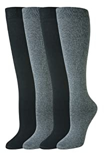 Amazon Essentials Damen Bequeme Kniestrümpfe Aus Baumwolle, Lässiger Stil, 4 Paar, Grau/Schwarz, 36-39.5