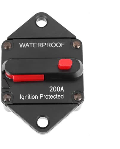 Auto Leistungsschalter,DC12-48V Wasserdichter Leistungsschalter,Kfz Sicherung Leistungsschutzschalter,Manuelle Reset Sicherungshalter für Auto Marine Boat Solar Wechselrichter System Schutz (200A)