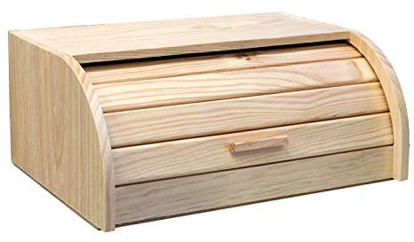 Acan Tradineur – Panera de Madera con Tapa – Contenedor para Pan Fabricado en Madera Natural – 15,5 x 48,1 x 25,8 cm