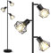 BBHome Lampadaire Industriel, Lampadaire Arbre de Ferme avec Têtes de Cage Réglables, Lampadaires Rustiques pour Salon Chambre Bureau, Noir (Ampoules Non Incluses)