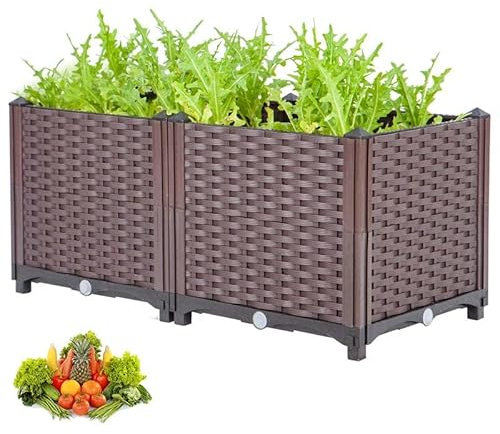 YSUEFIJO Jardinera Rectangular Exterior Grande, Jardinera Exterior Ventana, Jardinera Alta Interior, Jardinera Balcon Soporte, Jardinera Vertical Exterior, para Patio Trasero Al Aire Libre
