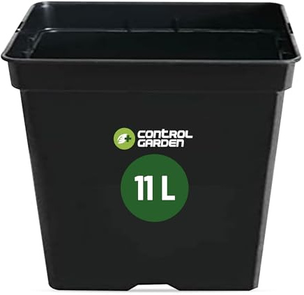 + CONTROL GARDEN Maceta Cuadrada para Plantas Negra 11 L - Macetero de Plástico para Flores - Tiesto para Cultivos Resistente