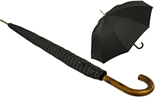 iX-brella Herren-Stockschirm Automatik mit Echtholz-Rundhakengriff - Nadelstreifen