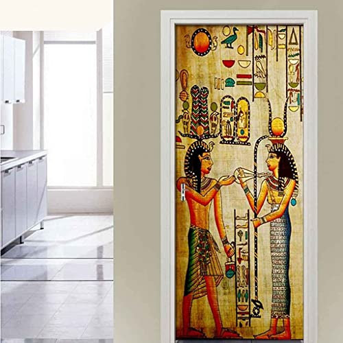 3D Türtapete Vintage Ägyptische Statue Charakter 90 X 210 Cm Selbstklebend Türposter Türaufkleber Fototapete Abziehen Und Aufkleben Türfolie Poster Tapete - Kinderzimmer Wohnzimmer Küche Schlafzimmer
