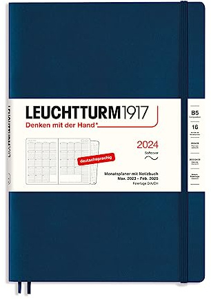 LEUCHTTURM1917 367564 Monatsplaner & Notizbuch Composition (B5) 2024, 16 Monate, Softcover, Marine, Deutsch