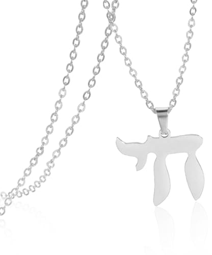 VASSAGO Judisk hebreisk chai hänge halsband för män kvinnor chai symbol rostfritt stål judisk chai arabisk kedja amulett religion smycken gåvor, 19.9*19.4mm, rostfritt stål, Ingen ädelsten