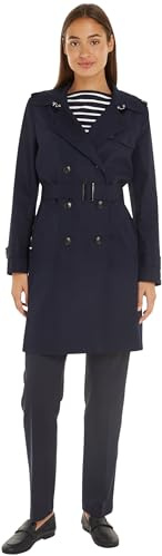 Tommy Hilfiger Damen Trenchcoat Cotton Slim Fit Kurz, Blau (Desert Sky), 42