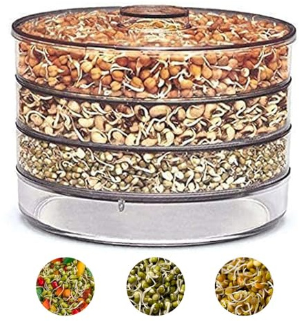 PANCA Sprout Maker with 4 Compartments for Multi Purpose Use Plastic Grocery Container Sprouted Grains Seeds Dal Channa Chole Masala Box for Kitchen Kitchen Containers Set (Sprout Maker)…
