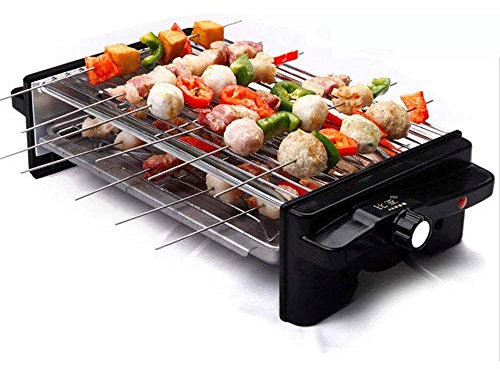 CVNIMV Grill Barbecue extérieur Double Gril électrique - Gril électrique intérieur Plaque antiadhésive Amovible Facile à Nettoyer, 6 portions, bac d'égouttage Extra-Large, Acier inoxydabl