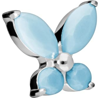 PIERCINGLINE Titan Schraubaufsatz mit Gewinde SCHMETTERLING + SYNTH. TÜRKISE Piercing Ohr Nase Silberfarben